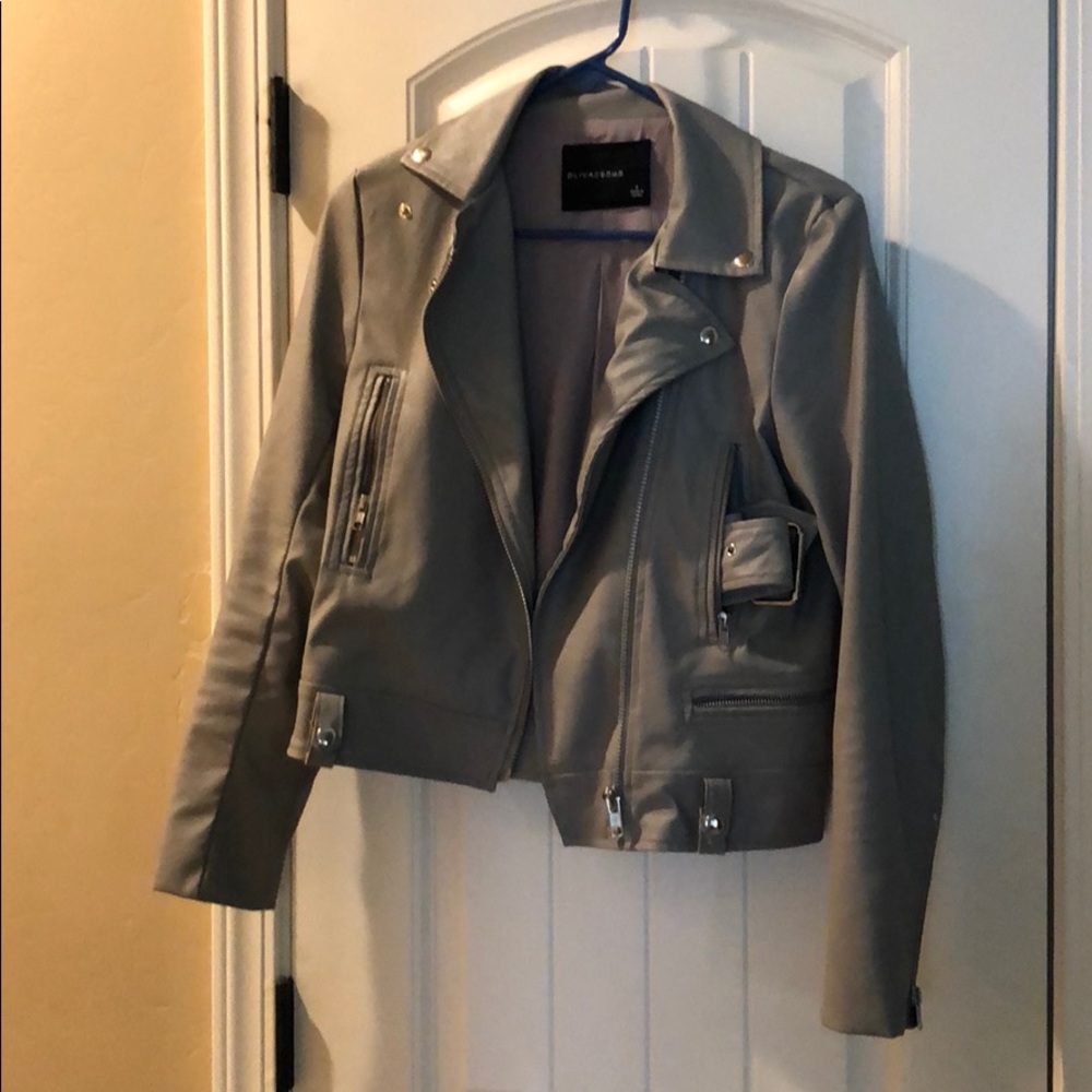 Gray faux leather jacket